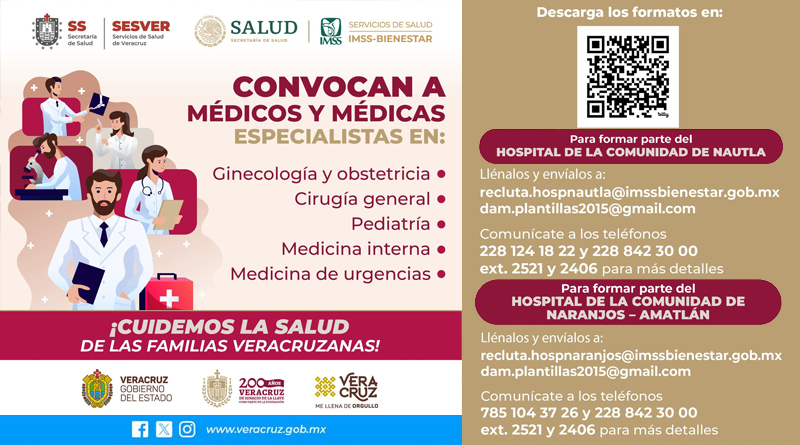 Convocatoria a médicos y médicas especialistas